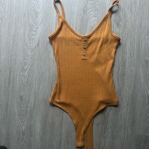 Rue21 Ribbed Brown/mustard Bodysuit